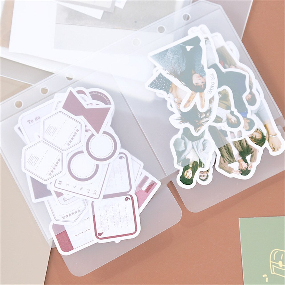 5Pcs A5 A6 Pvc Notebook Pouch Tassen 6 Gaten Losse Blad Binnenzak Voor Bindmiddel Planner Dagboek Ticket Opslag card Organizer