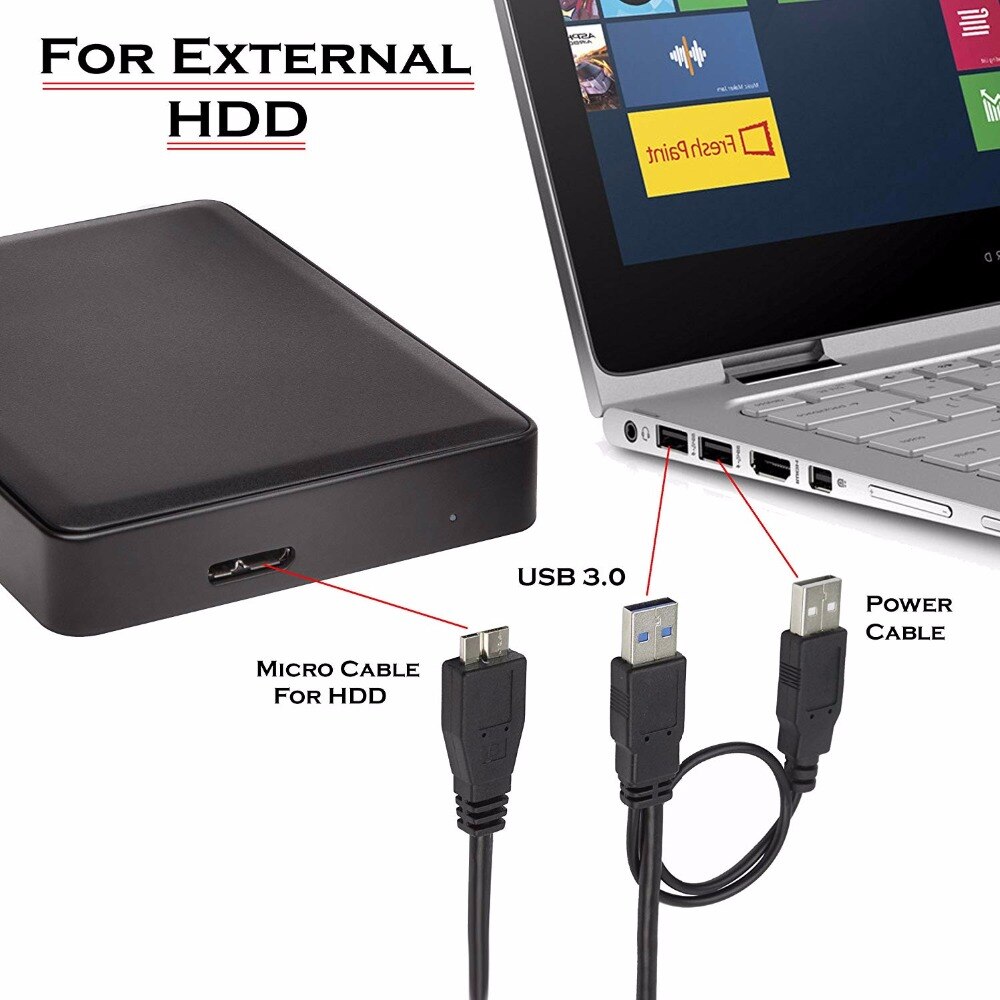 50 cm USB 3.0 Dual Power Y Vorm 2 X Type a naar Micro B hoge snelheid tot 5 Gbps data transfer kabel voor Externe Harde Schijven