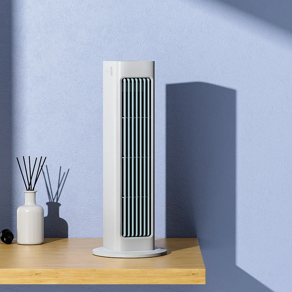 Eary Wall-mounted Bladeless Tower Fan With Remote Control Adjustable Summer Strong Cooling Airflow For Desk Air Conditioner Fan: WHITE