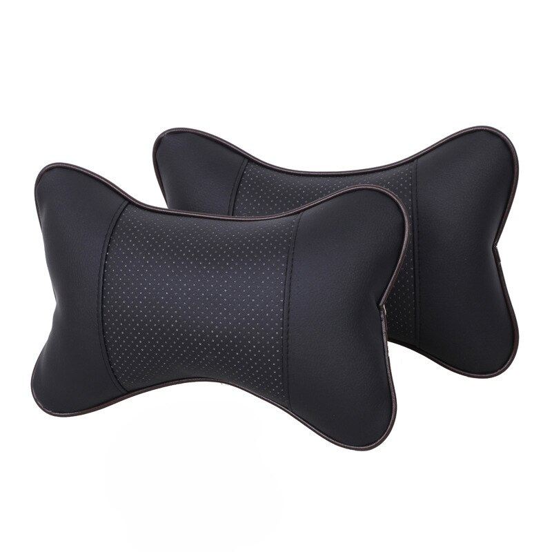1PC Mini PU Leder Auto Hals Kissen Universal- Auto Kopfstütze Kissen Unterstützung Hals Kissen Schwarz/Beige/Grau /braun für Auto Auto Sitz