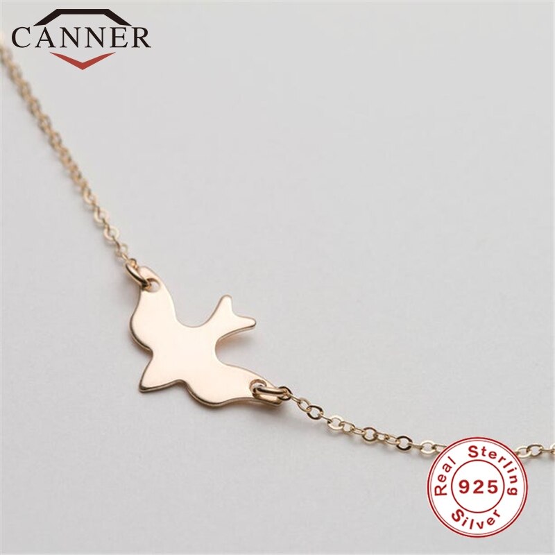 925 Sterling Silver Peace Pigeon Choker Necklace for Women Simple Gold Free bird Necklace Clavicle Chains Women Jewelry: Default Title