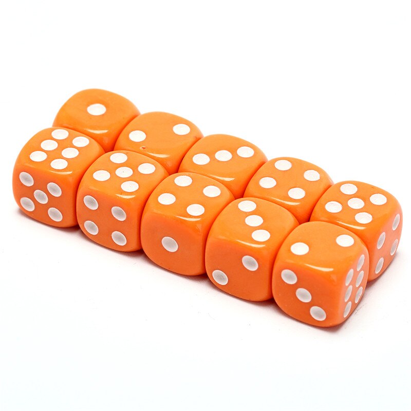 10 Stks/set 14Mm Acryl Kleurrijke D6 Dice 6 Zijdig Gokken Kleine Dobbelstenen Voor Wit Rood Roze Orange Blauw 5 Kleuren