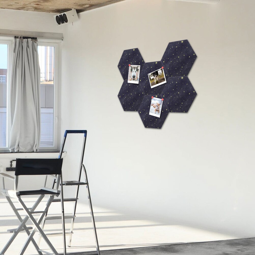2Pcs Starry Hexagon Felt Board Decors Wall Message Board DIY Bulletin Board