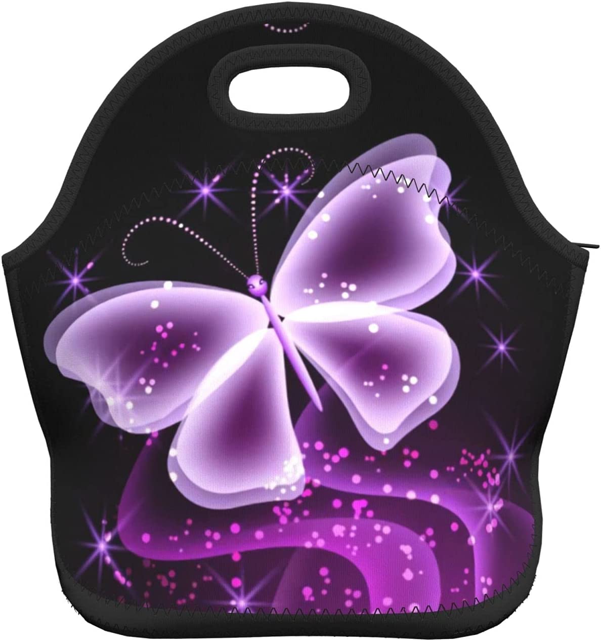 butterflies lunch bag women Portable Insulated lunch box for men girls boys Neoprene Cooler Tote Lunch Bags: Clear