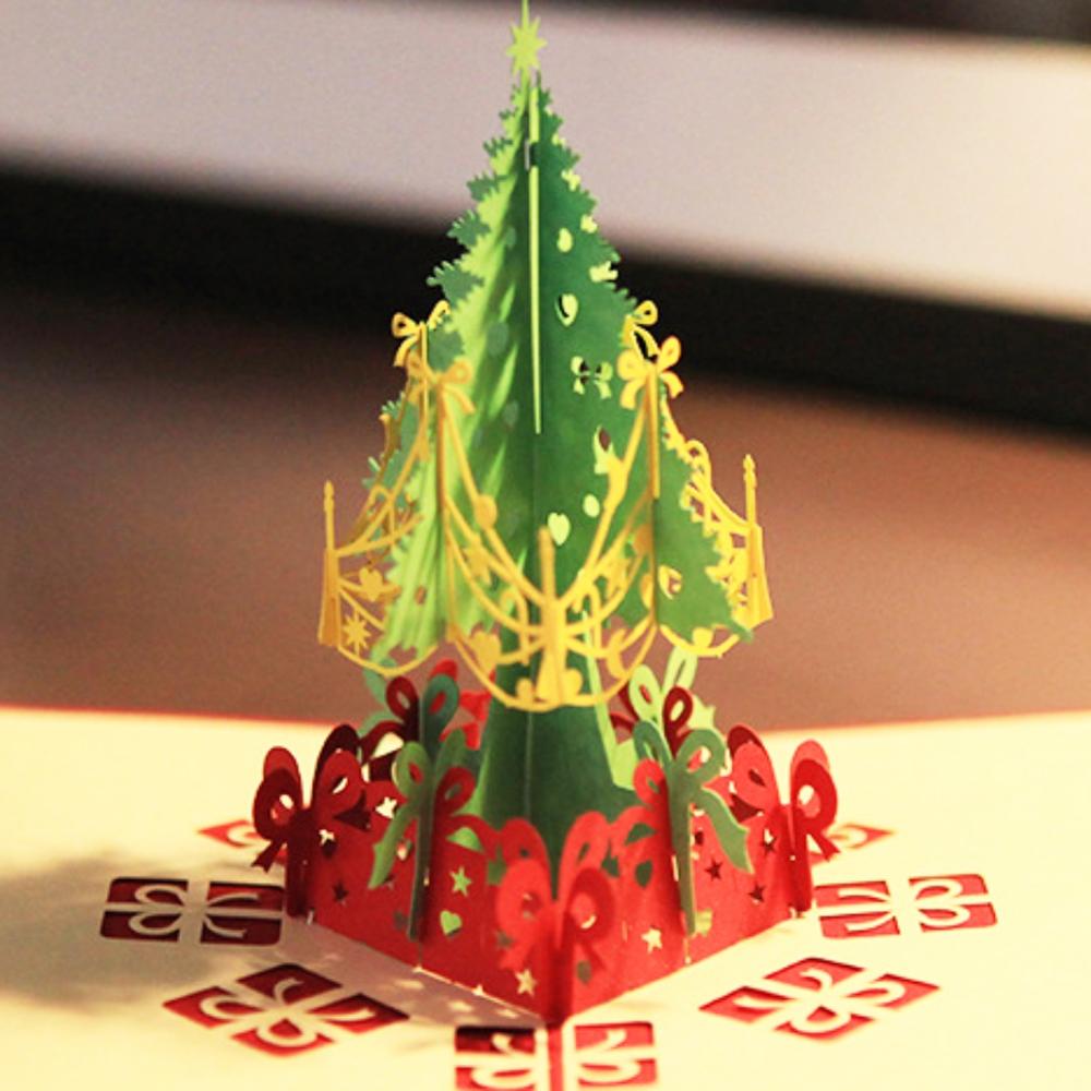 3D Popup Kerstkaart Kerstboom Wenskaart Festival Nieuwjaar Kaart Winter Wenskaarten Met Enveloppen Creatieve Gif