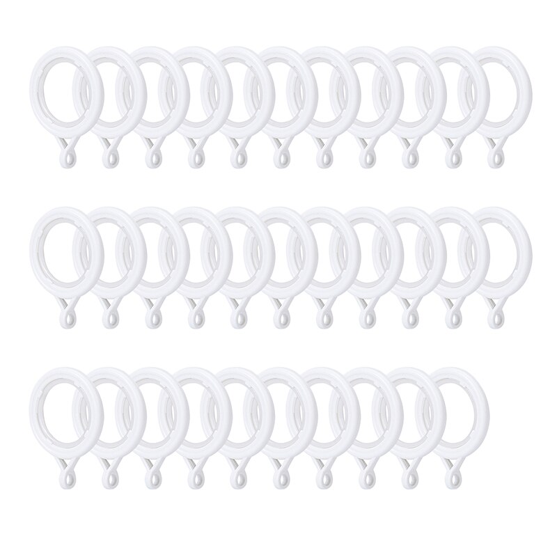 Anillos de cortina para cortinas, arandelas deslizantes de 30/42mm de diámetro interno, anillos tipo ojal a nanoescala, anillos de cortina silenciadores en negro/blanco, 32 Uds.