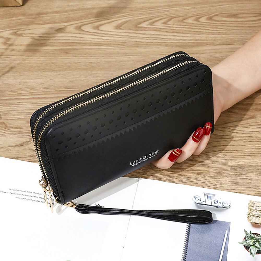 Vrouwen Lange Portefeuilles Grote Capaciteit Dubbele Rits Clutch Portemonnee Dames Double-Layer Clutch Bag Mode Portemonnee portemonnee: 4
