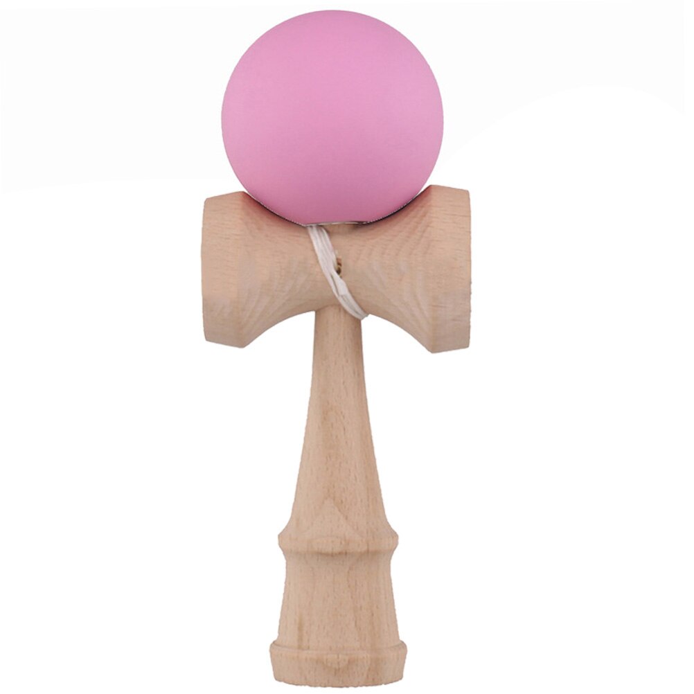 18.5 cm tradisjonelle leketøy gummi maling kendama matt ball kid kendama tre ball: Rosa