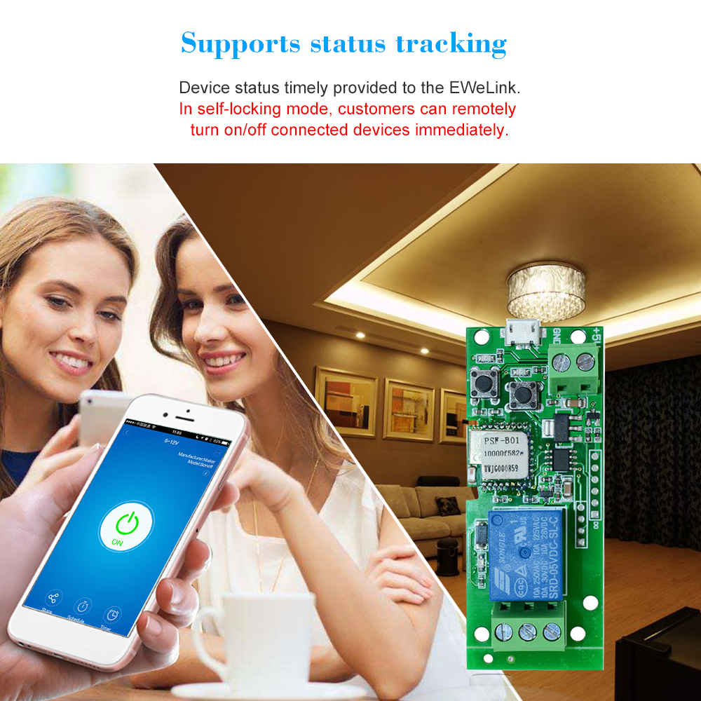 EWeLink USB DC5V Wifi Schakelaar Draadloze Relais Module Smart Home Automation Modules voor Toegangscontrole Systeem Tippen/Self- vergrendeling