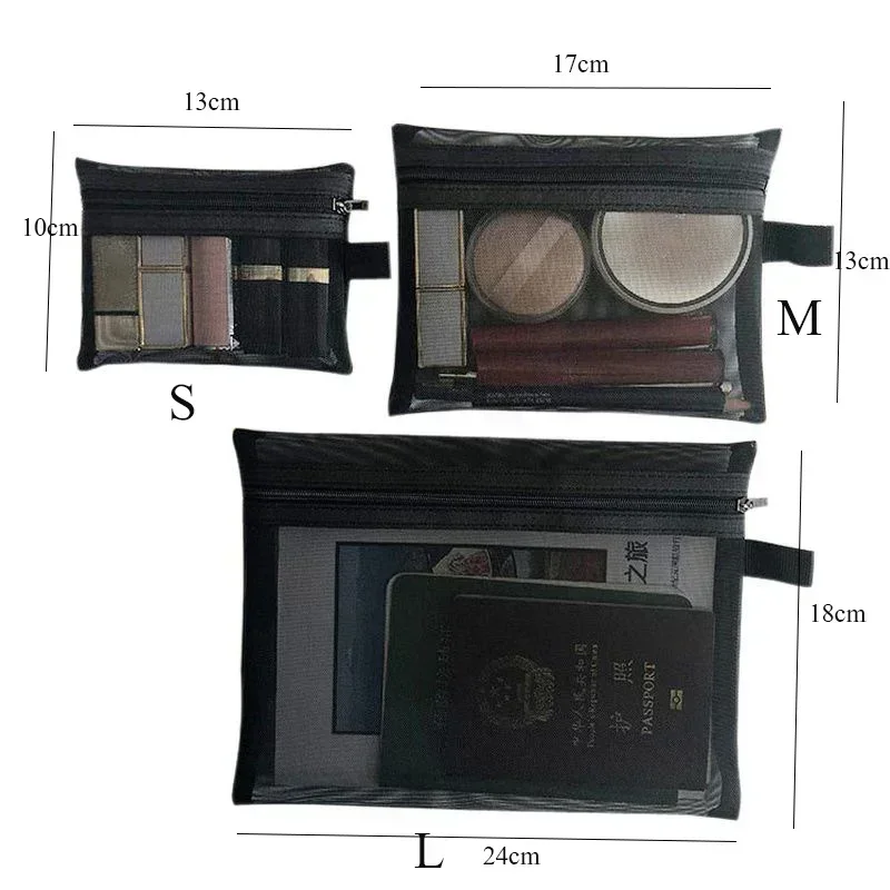 1 Stuks Vrouwelijke Make-up Tasje Draagbare Kleine Grote Toilettas Beauty Case Vrouwen Mesh Cosmetische Tas Reizen Opslag Make-up Tas Organizer: S / green