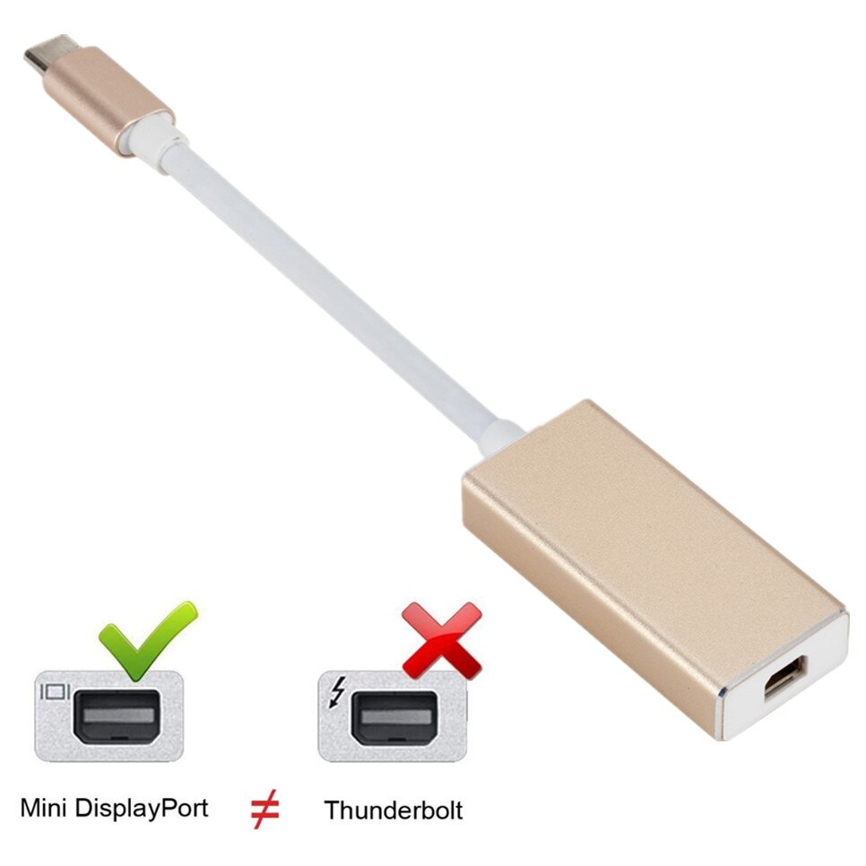 WVVMVV USB C to Mini DP 4K Type C to Mini Display Port Adapter Plug and Play Thunderbolt 3 to Mini DP Converter for MacBook Pro: Gold