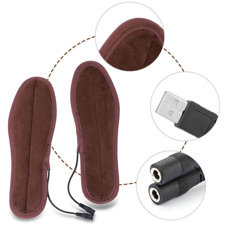 USB Heated Insoles Electric Pads Winter Foot Warmers Shoes Boot Heater Insoles Washable Warm Thermal Insoles Unisex Plantillas