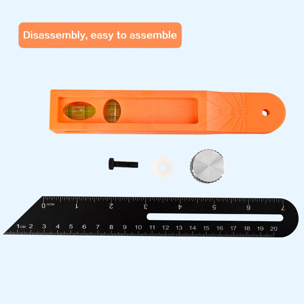 T-Bevel Square Angle Protractor Level Work Tool Steel Multi-angle Inch Multipurpose Carpenter Measuring