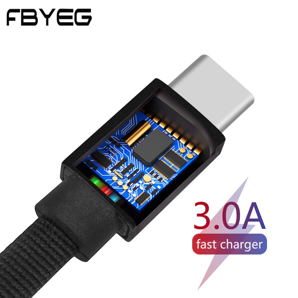 FBYEG Micro USB Kabel 20 CM/1 M/2 M/3 M Snelle Opladen Data Sync Platte USB Opladen Voor iPhone X XS MAX XR 8 7 6s Plus 5