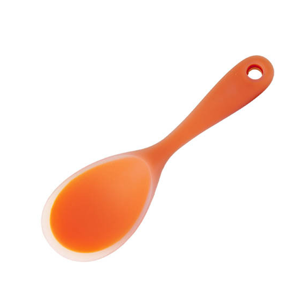 1PC Kitchen Tool Rice Server Rice Spoon Silicone Sushi Rice Non-stick Paddle Do Not Hurt the Pan Liner Rice Spoon: Orange
