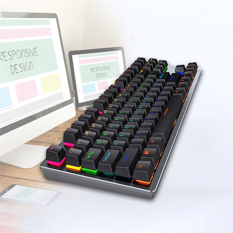 Clavier de jeu mécanique filaire USB, rétro-éclairage rvb, 87 touches, interrupteur bleu, blanc, noir, rose, pour ordinateur portable, PC de bureau