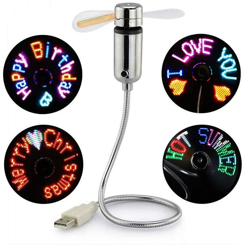 Ventilador USB , ventilador programable con luz LED RGB USB, cuello de cisne Flexible, Mini ventilador USB para mensajes DIY para PC, portátil, Notebook y escritorio: Naranja