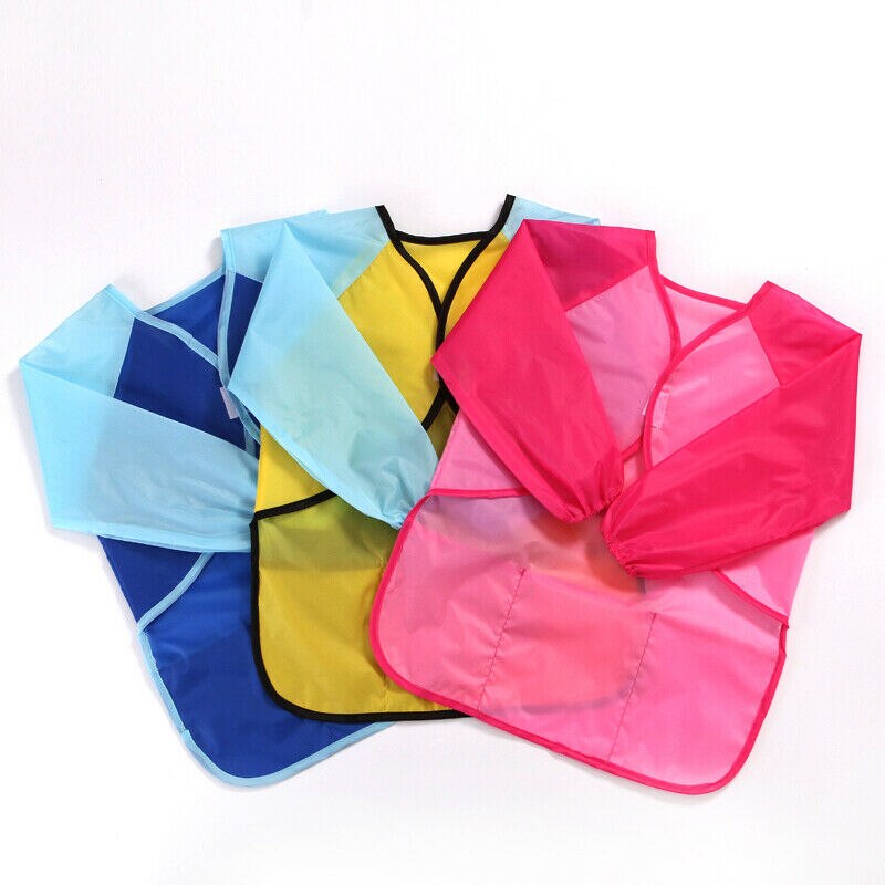 Waterproof Art Aprons Smock Nylon Long Sleeve Kids Painting Shirt Paint Apron Girl Boy School Painting Accessory