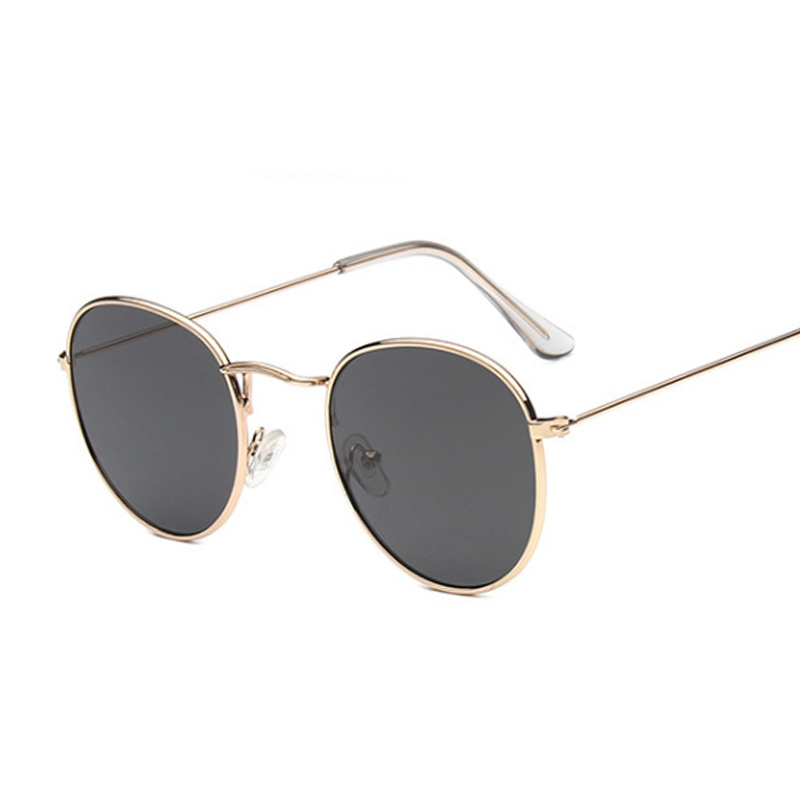 Gafas De Sol redondas clásicas para hombre, gafas De Sol De conducción con montura pequeña Vintage, gafas De Sol De De Retro para hombre, gafas De Sol negras: Gris humo