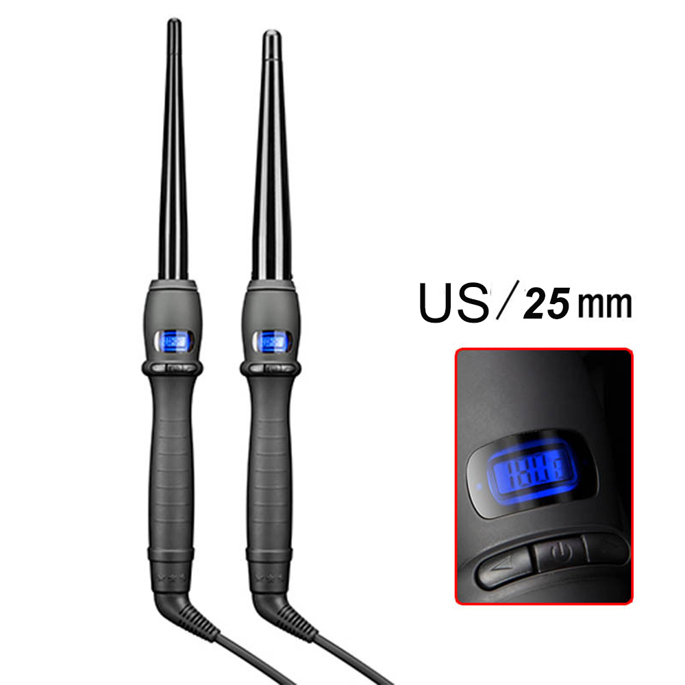 Rizador cónico LCD, plancha de rizos de un solo tubo, esmalte de cerámica, cono de flor de pera, cabello eléctrico, rizado, herramientas de estilismo: T3