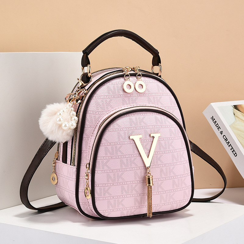 Luxury Brand Women'S Backpack Large Capacity Single Shoulder Crossbody Bag Casual Trend Letter Backpack: Pink