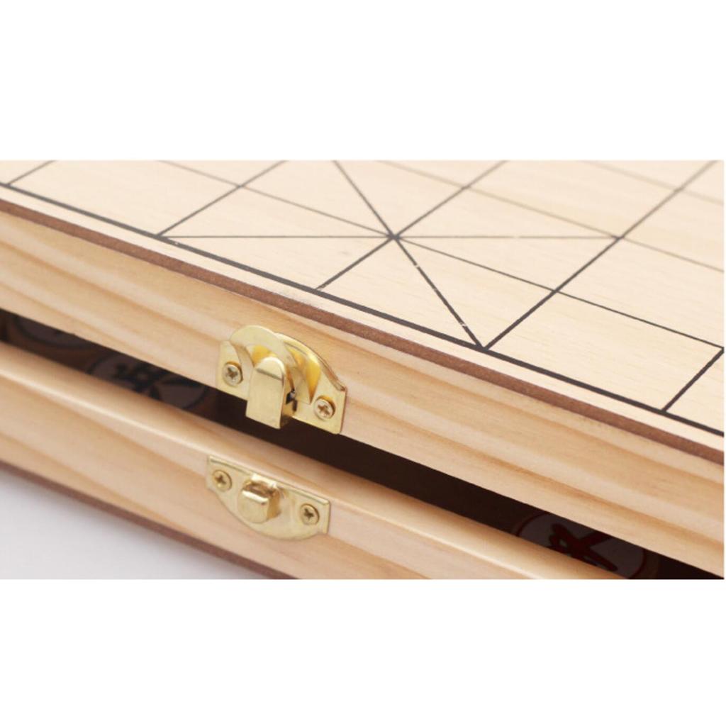 Foldable Wooden Chinese Chess Board Games Tabletop Portable Puzzle Chinese Xiangqi Chess Set For Student Adult