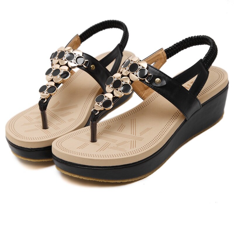 SIKETU Woman Sandals Summer shoes Women Casual Comfortable Wedges Open Toe Sandals Women's Sandals: black / 8.5
