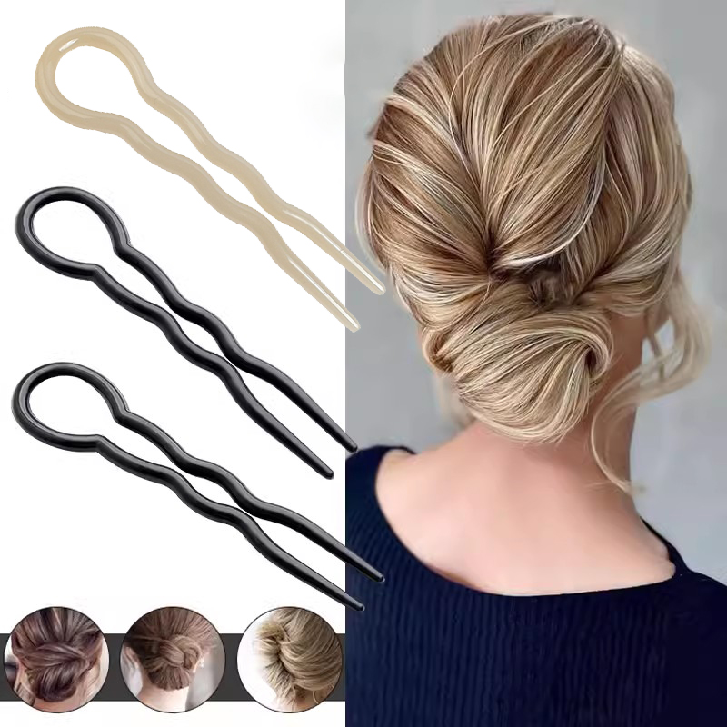 Retro moño para el cabello en forma de U palillos para el cabello Clip pasadores horquillas mujer niñas cola de caballo cabeza de albóndiga accesorios para el cabello dulces