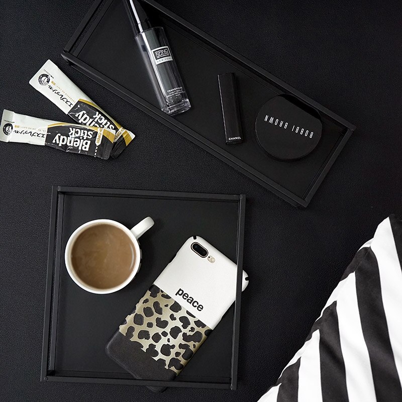 Decoration Trays Table Storage Plate Black for Home Decoration Coffee Trays Dessert Pallet Food Saucer 10/20/30cm Dessert Tray