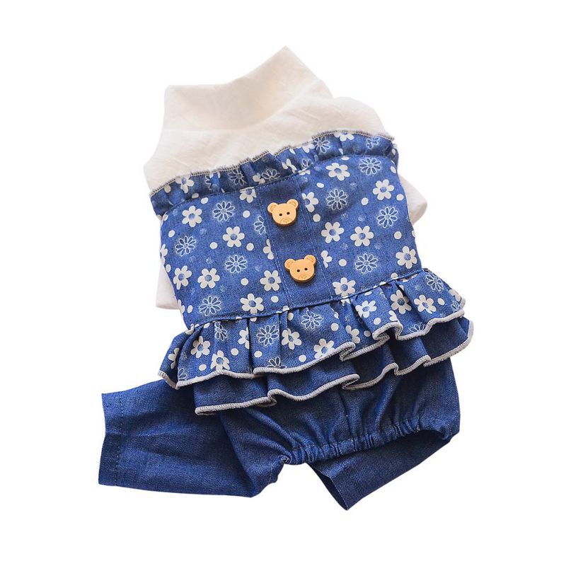 Spring Dog Clothes Jumpsuit Denim Overalls Romper Autumn Pet Clothing for Dog Costume Apparel roupa cachorro Small Dog Coat