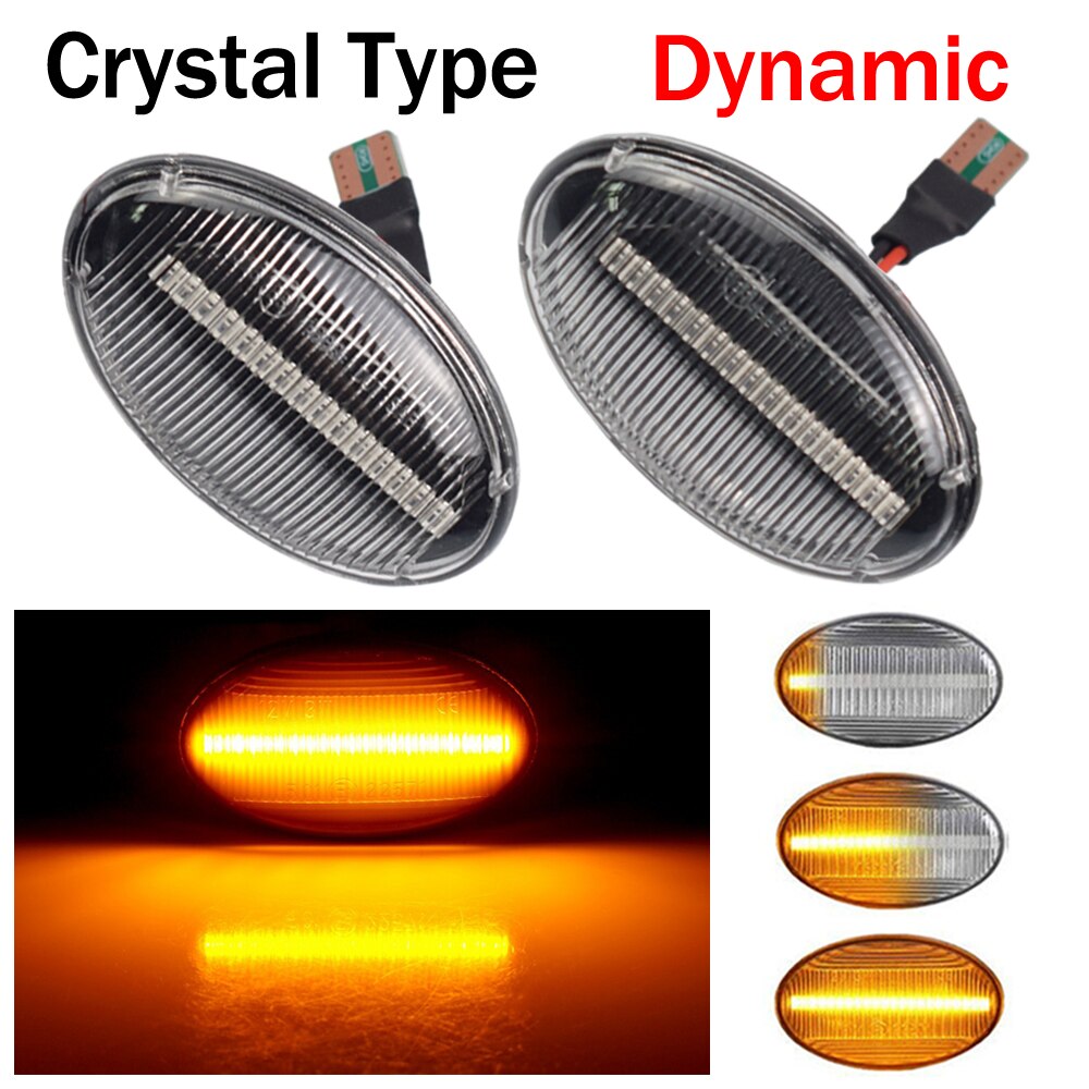 Faróis de sinalização automotivos, 2 peças, led dinâmicos, para mercedes benz, repetidor, w450, w452, classe a, w168, vito, w639, w447: Dynamic Crystal