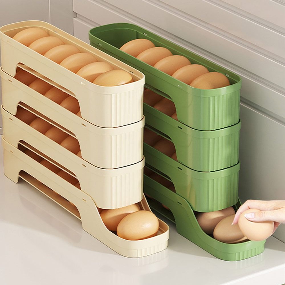 Durable Slide Organizer Automatic Egg Roller Large Capacity Space Saving Egg Roller Rack Egg Dispenser Kitchen