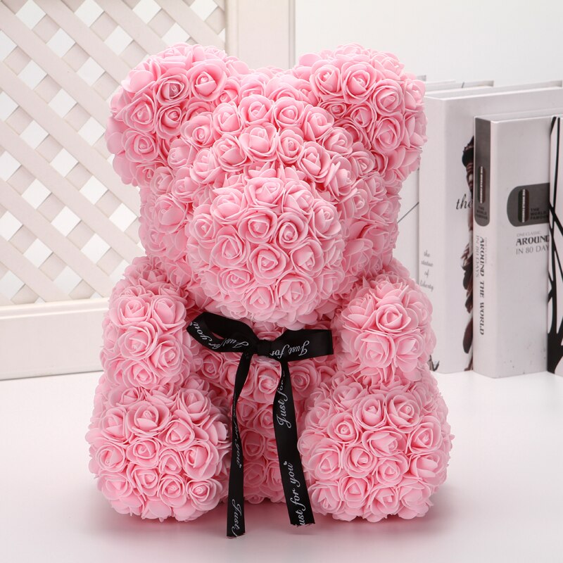 Ourson en roses artificielles bon marché de 40cm, mousse en plastique, ours en peluche Rose, petite amie, de saint-valentin, décoration de fête d'anniversaire: 11