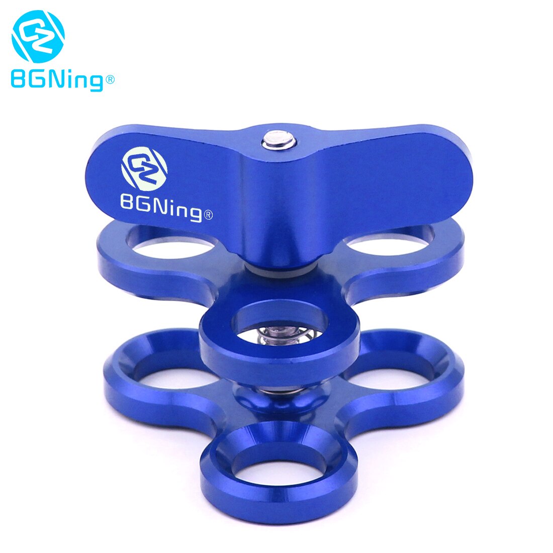 verdreifachen Ball Klemme 3 Löcher Unterwasser Arm Tauchen Halterung Für Fotografie Taschenlampe Aluminium Tauchen Lichter Ball Schmetterling Clip Montieren: Blau BGNing Logo