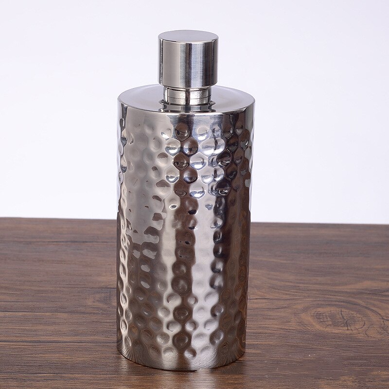Cylindrical 304 Stainless Steel Flasks 18oz/500ml Bottle Alcohol Flagon Pot 304 Stainless steel Material Can Store Liquor: Dot polishing