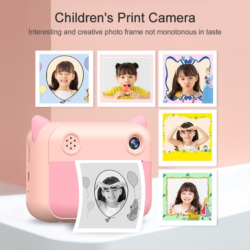 Kinderen Instant Print Camera 2.4Inch 1080P Hd Digitale Camera Met 5 Rollen Thermisch Fotopapier 32Gb Tf card Kinderen