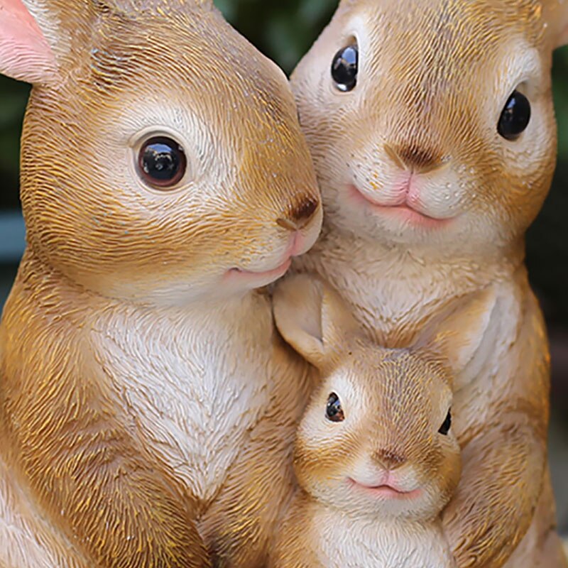 Udendørs haveindretning skulptur mor barn kanin statue simulation egern harpiks dekoration græsplæne have landskab skulptur