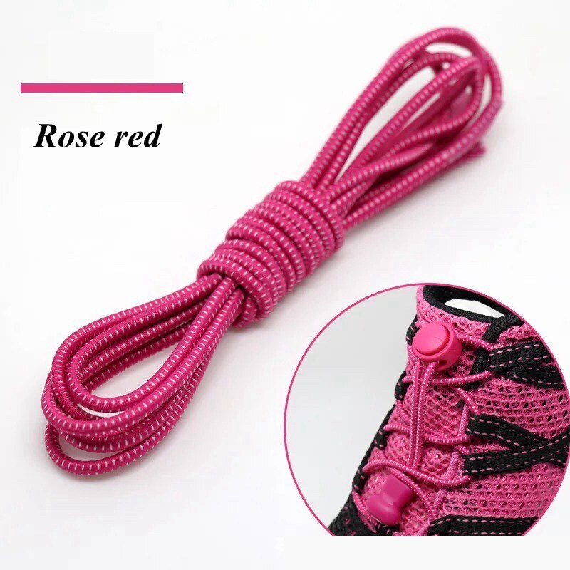 1 Paar Elastische Veters Ronde Locking No Tie Schoenveters Kids Adult Quick Lui Veters Rubber Sneakers Schoenveter 22 Kleuren: Rose red