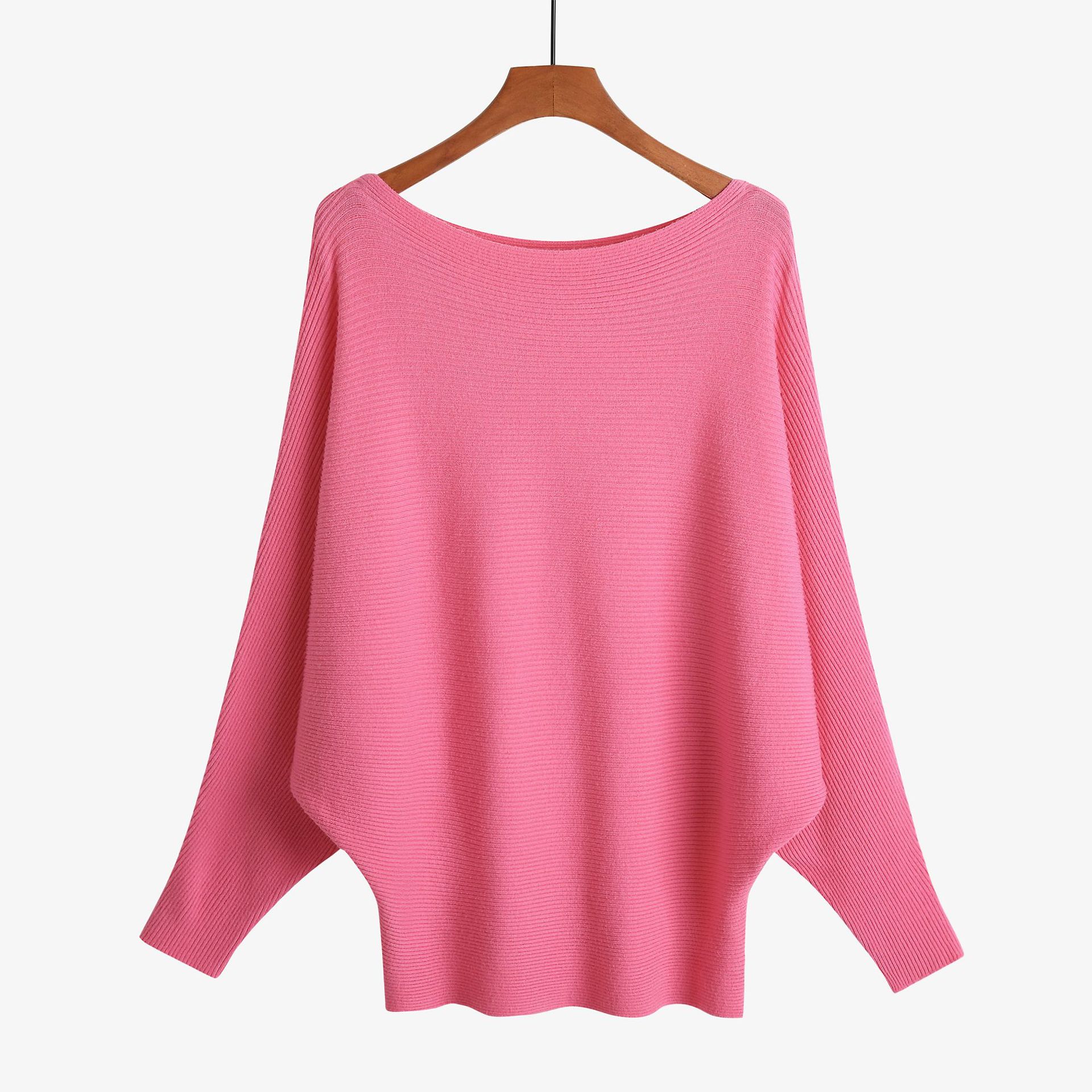 18 kvinder flagermusærmer vinter efterår strikvarer løs fint garn pullover strik strikket skrå hals blød sweater: Beige
