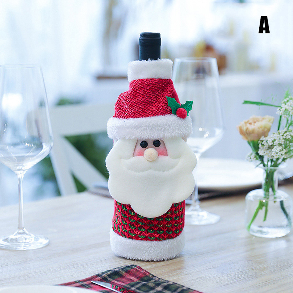 Christmas Wine Bottle Cover US Nordic Winter Xmas Champagne Bottle Clothes Cartoon Home Party Decoration Supplies: 01