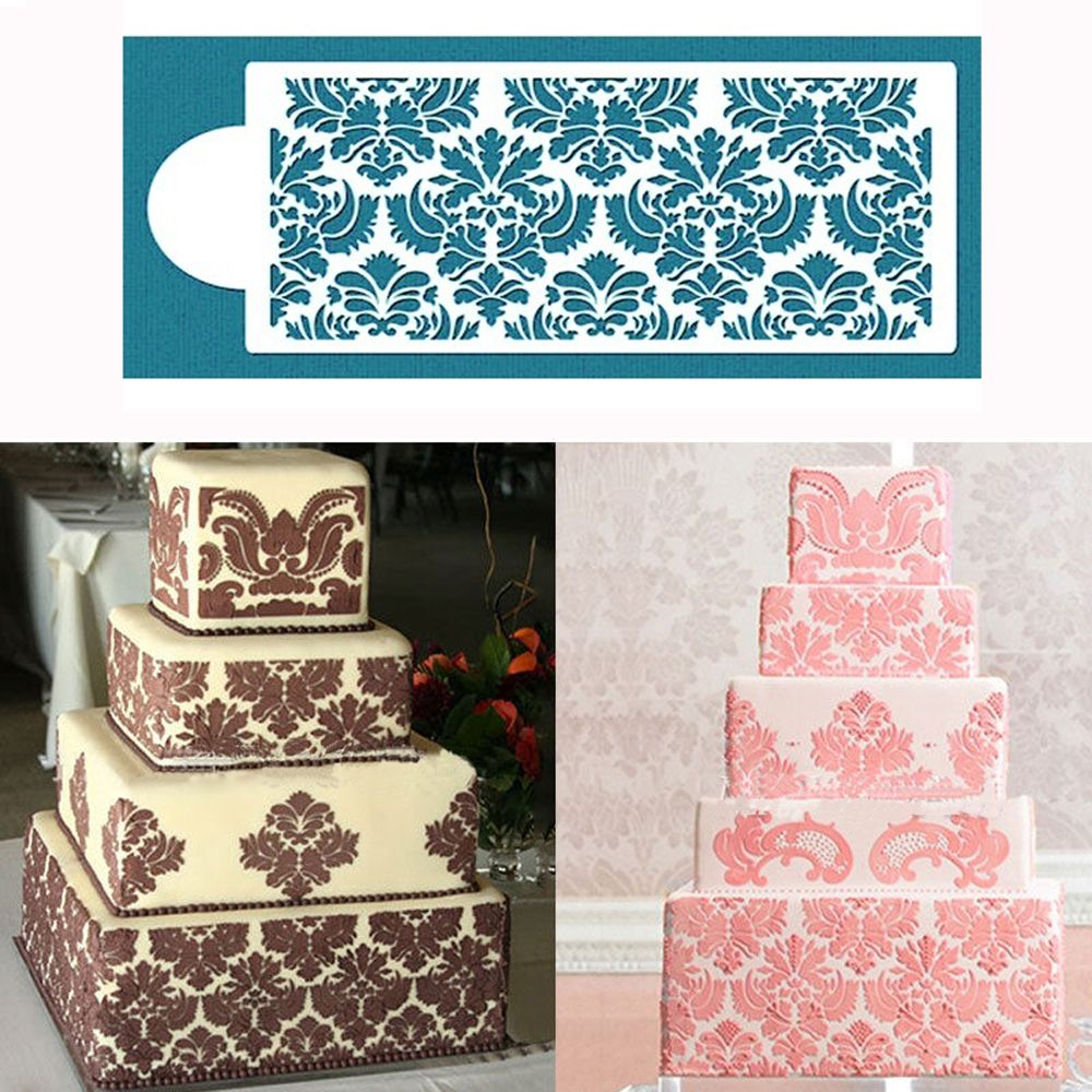 1pc pene damask blonder kant kake side cupcake sjablong sugarcraft dekorasjon bakeverktøy hjemmebaking side dekor form