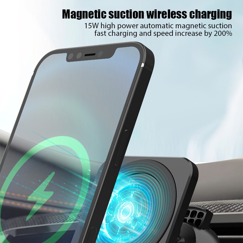 Magnetic 15W Wireless Charger Stand Wireless Charger with Phone Holder in Car for iPhone 12 Pro Max Mini Phone Charging Stand