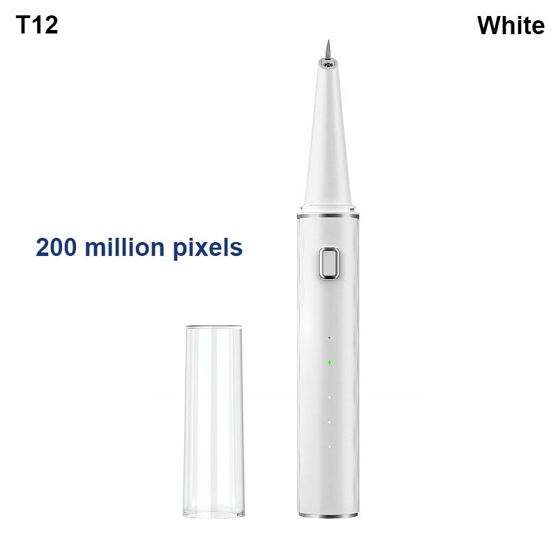 SUNUO Visual Electric Ultrasonic Teeth Cleaner 200W Endoscope Tooth Dental Scaler Rechargeable Tartar Calculus Plaque Remover: T12 white