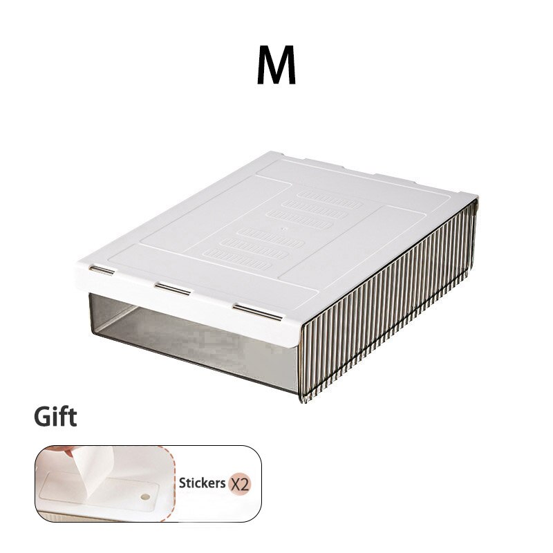 Drawer Storage Box Under The Desk Storage Box Pencil Stationery Organizer Hidden Sorting Box Office Pen Storage Tray Organizer: Black M