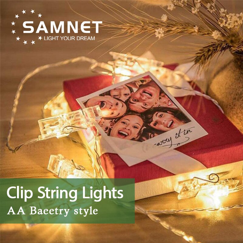 ledet fotoklemme lysstreng lys utendørs eventyrlys batteridrevet krans til julepynt til hjemmet gjør det selv fotovegg