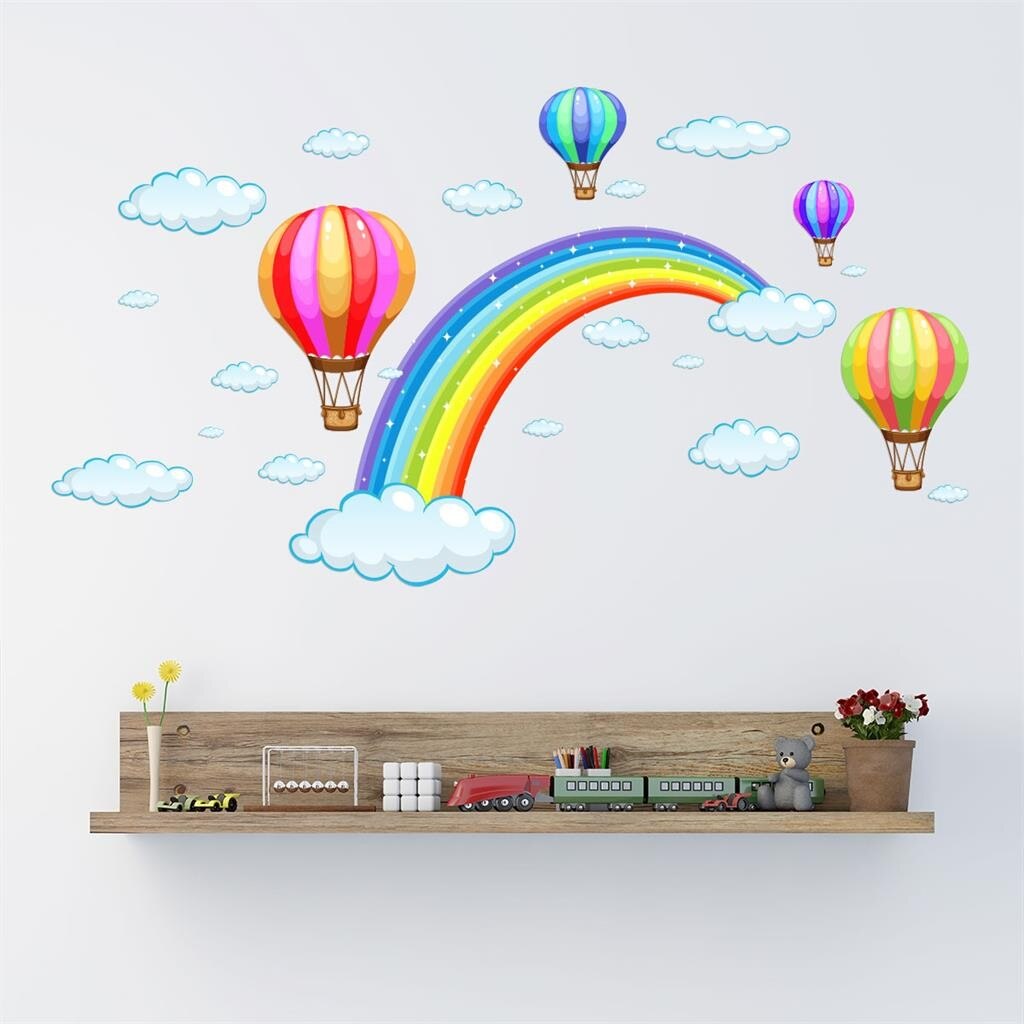 Cartoon Regenboog Patroon Muurstickers Home Decoratie Cartoon Muurstickers Verwijderbare Voor Kinderen Kamers Grafiek Nursery Decor Muur Ar