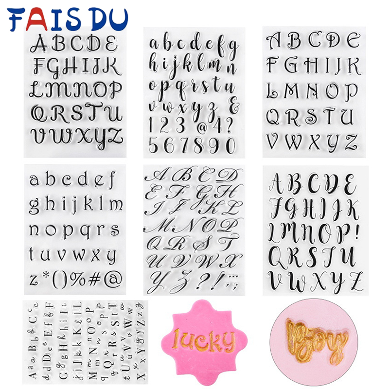 Postzegels Voor Cookies Letters Cake Zoete Letters Stempel Decorating Gereedschap Fondant Embossing Diy Alfabet Cutter Gebak Accessoires