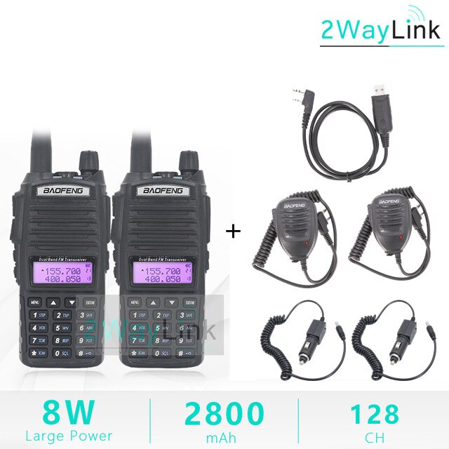 2 stücke UV-82 5W 8W Walkie Talkie Optional Baofeng Radio UV82 Dual PTT Zwei Weg Radio Dual Band UHF VHF Radio 10 KM Baofeng UV-82 HP