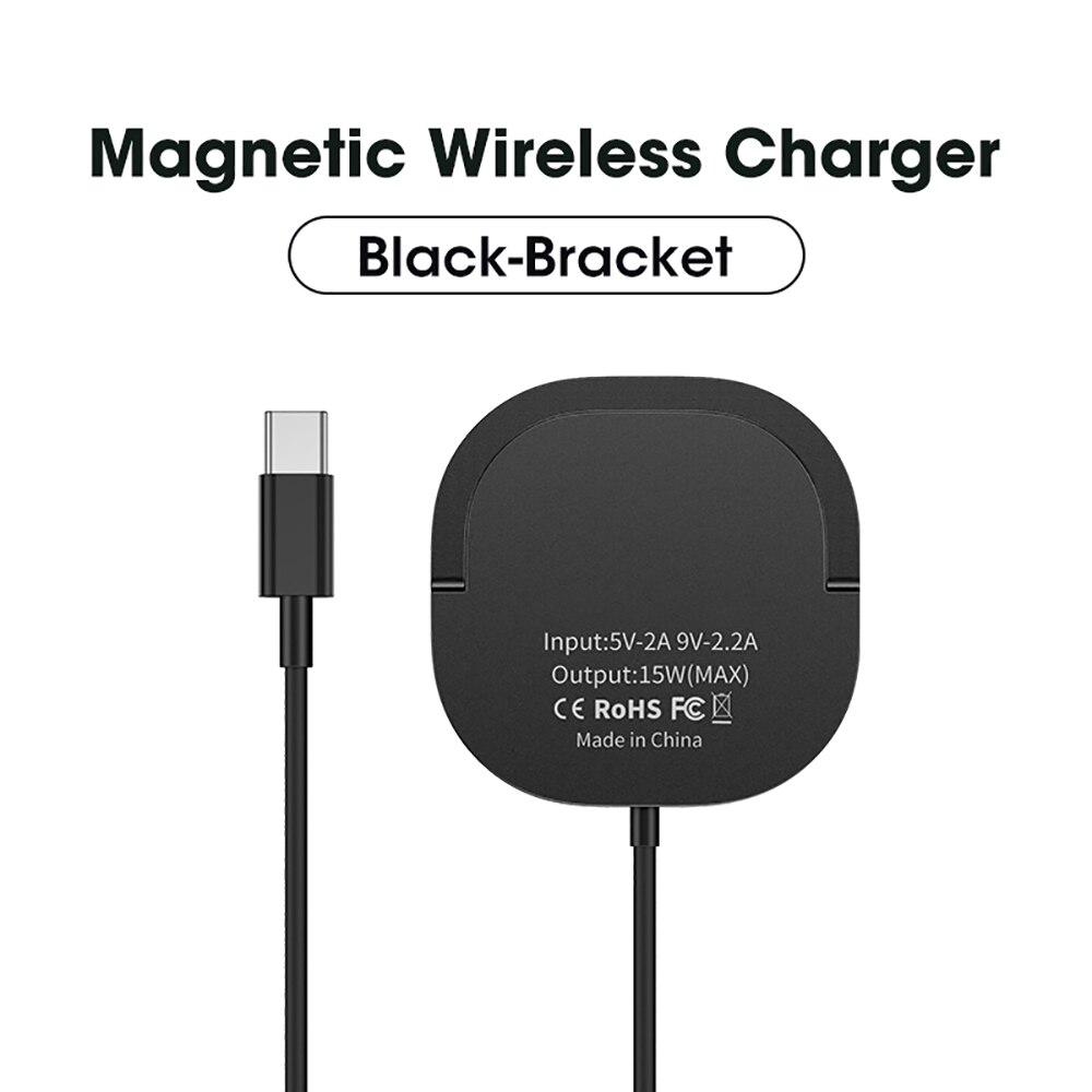 15W Magnetic Wireless Charger For iPhone 13 12 Pro Max Mini QI Fast Charge For Samsung USB C PD Adapter Original Magnet Charger: black