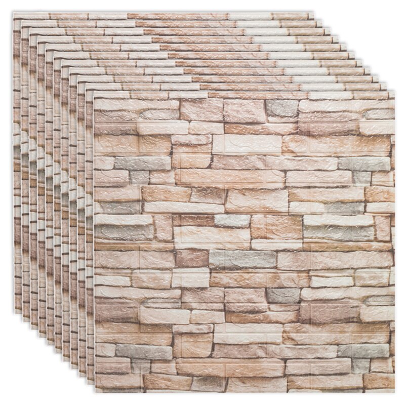 3D Wall Stickers Self-adhesive Wallpaper Brick Panels Waterproof Living Room Kitchen TV Backdrop Decor Bedroom Home Decoration: A